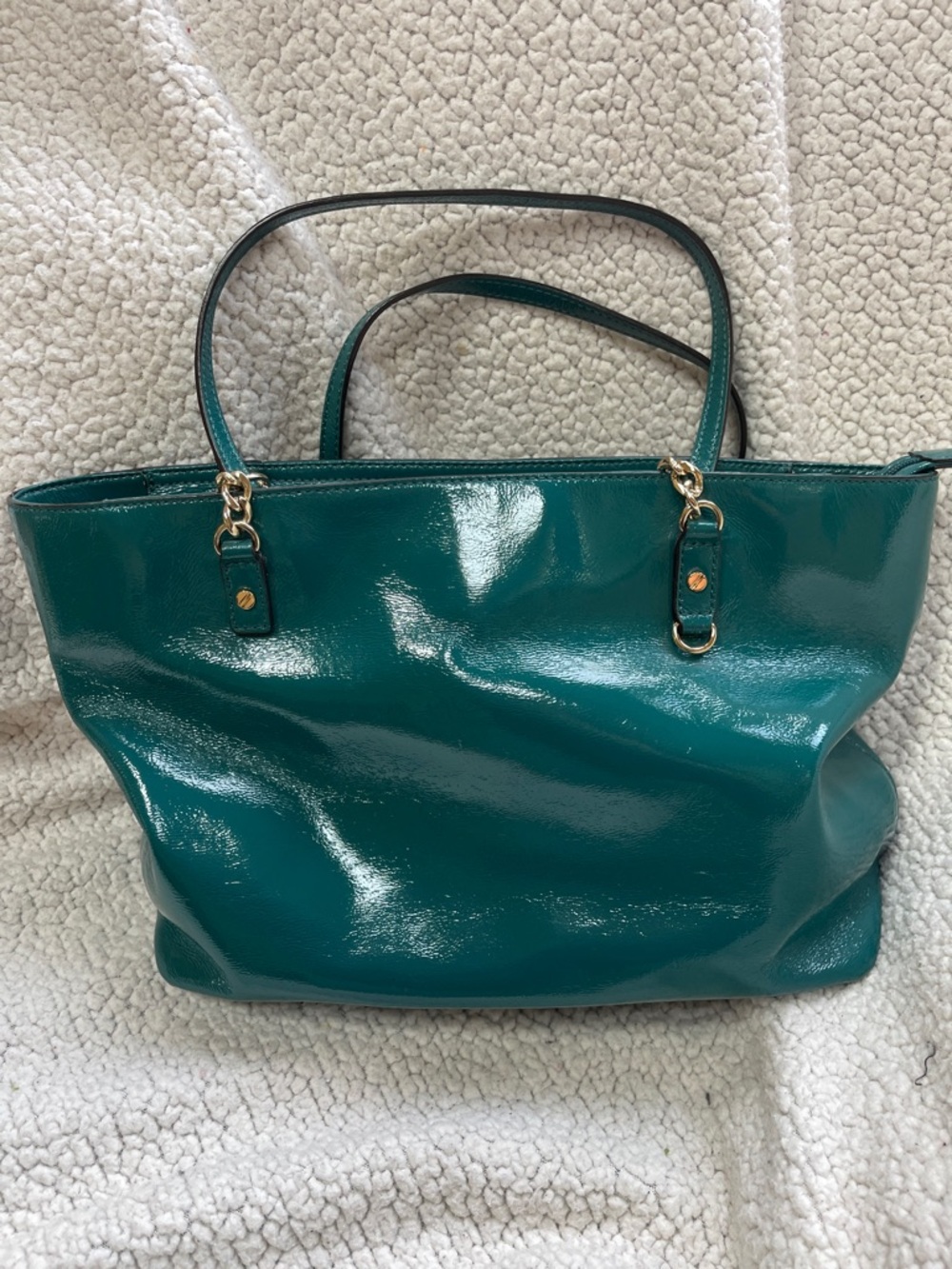 Michael Kors Jade Green Jet Set Patent Leather Tote Bag Used